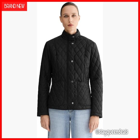 Slim Fit Quilted Puffer Jacket Lightweight Water Repellent with Pockets